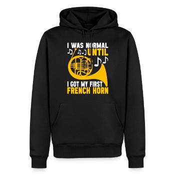 Horn Blechblasinstrument - Männer Premium Bio Hoodie - Schwarz - Vorne - Nico (187cm)