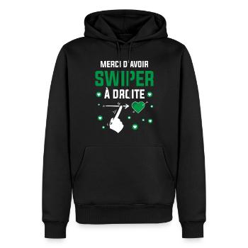 Cadeau Saint Valentin Homme Femme Humoristique - Sweat à capuche Premium bio Homme - noir - Devant - Nico (187cm)