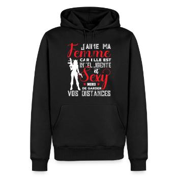 Cadeau Saint Valentin Homme Femme Humoristique - Sweat à capuche Premium bio Homme - noir - Devant - Nico (187cm)