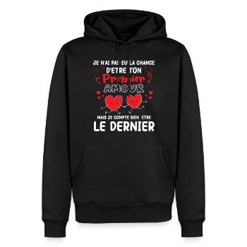 Cadeau Saint Valentin Homme Femme Humoristique - Sweat à capuche Premium bio Homme - noir - Devant - Nico (187cm)