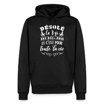 Cadeau Saint Valentin Homme Femme Humoristique - Sweat à capuche Premium bio Homme - noir - Devant - Nico (187cm)