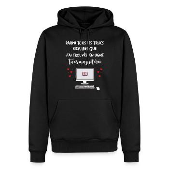 Cadeau Saint Valentin Homme Femme Humour Internet - Sweat à capuche Premium bio Homme - noir - Devant - Nico (187cm)