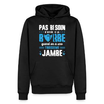 Cadeau Saint Valentin Homme Humour Beauf Coquin - Sweat à capuche Premium bio Homme - noir - Devant - Nico (187cm)