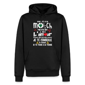 Cadeau Saint Valentin Homme Femme Amour Internet - Sweat à capuche Premium bio Homme - noir - Devant - Nico (187cm)