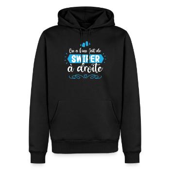 Cadeau Saint Valentin Homme Humoristique Geek - Sweat à capuche Premium bio Homme - noir - Devant - Nico (187cm)