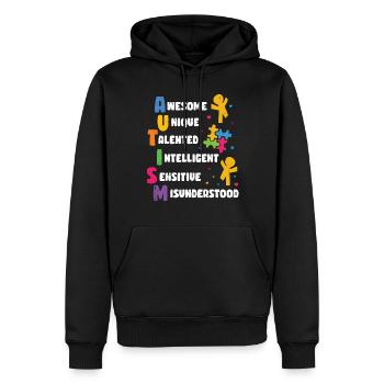 Autism - Men’s Premium Organic Hoodie - black - Front - Nico (187cm)