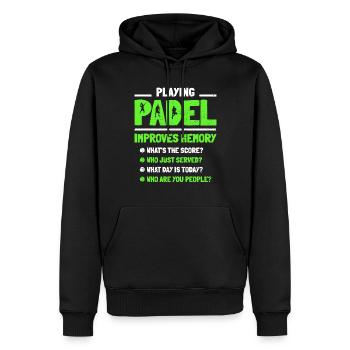 Playing Padel Improves Memory Paddle Tennis - Men’s Premium Organic Hoodie - black - Front - Nico (187cm)