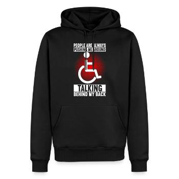 Personnes en fauteuil roulant Fauteuil roulant - Sweat à capuche Premium bio Homme - noir - Devant - Nico (187cm)