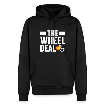 Personnes en fauteuil roulant Fauteuil roulant - Sweat à capuche Premium bio Homme - noir - Devant - Nico (187cm)