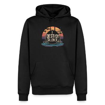 Je détruis le silence humour joueur de batterie - Sweat à capuche Premium bio Homme - noir - Devant - Nico (187cm)