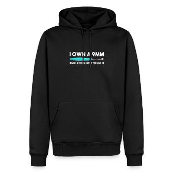 Crochet tricot couture couturière cadeau - Sweat à capuche Premium bio Homme - noir - Devant - Nico (187cm)