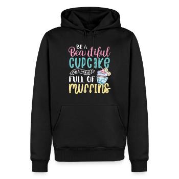 Cupcake - Männer Premium Bio Hoodie - Schwarz - Vorne - Nico (187cm)