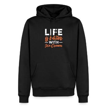 Crème glacée Crème glacée Crème glacée Cadeau d’été - Sweat à capuche Premium bio Homme - noir - Devant - Nico (187cm)