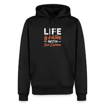 Eiscreme - Männer Premium Bio Hoodie - Schwarz - Vorne - Nico (187cm)