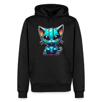 Chat extraterrestre mignon - Sweat à capuche Premium bio Homme - noir - Devant - Nico (187cm)