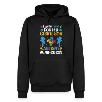 Autisme - Sweat à capuche Premium bio Homme - noir - Devant - Nico (187cm)