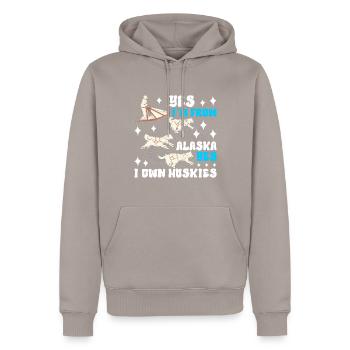 Schlittenfahren Schlittenhunde - Männer Premium Bio Hoodie - Taupe - Vorne - Nico (187cm)