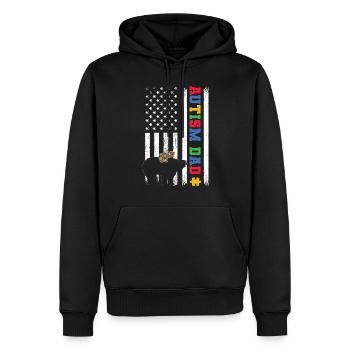 Papa autiste - Sweat à capuche Premium bio Homme - noir - Devant - Nico (187cm)