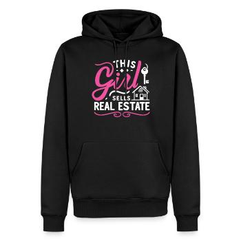 Agent immobilier Cadeau d’agent immobilier - Sweat à capuche Premium bio Homme - noir - Devant - Nico (187cm)