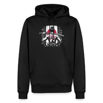 Samouraï - Sweat à capuche Premium bio Homme - noir - Devant - Nico (187cm)