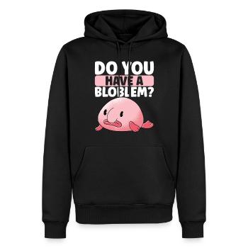 Poisson blob mignon poisson laid - Sweat à capuche Premium bio Homme - noir - Devant - Nico (187cm)
