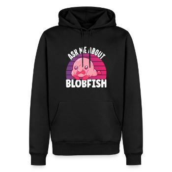 Poisson blob mignon poisson laid - Sweat à capuche Premium bio Homme - noir - Devant - Nico (187cm)