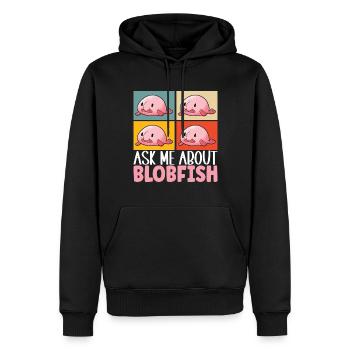 Poisson blob mignon poisson laid - Sweat à capuche Premium bio Homme - noir - Devant - Nico (187cm)