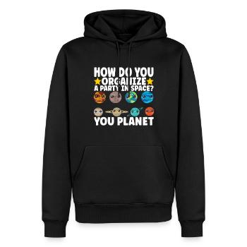 Astronomie Mignonne Planète Système Solaire Galaxie - Sweat à capuche Premium bio Homme - noir - Devant - Nico (187cm)