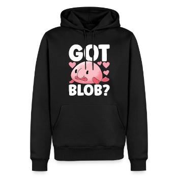 Poisson blob mignon poisson laid - Sweat à capuche Premium bio Homme - noir - Devant - Nico (187cm)