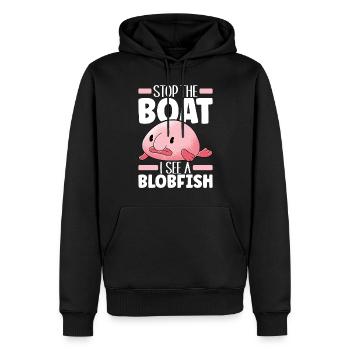 Poisson blob mignon poisson laid - Sweat à capuche Premium bio Homme - noir - Devant - Nico (187cm)