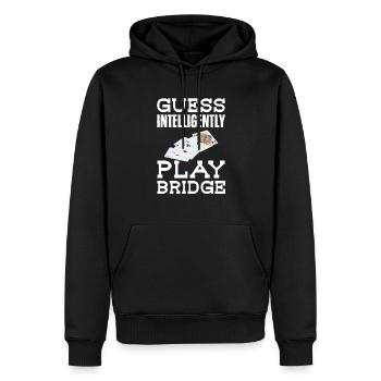 Bridge - Männer Premium Bio Hoodie - Schwarz - Vorne - Nico (187cm)