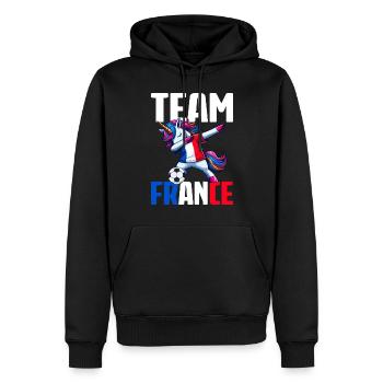 Cadeau Supporter football foot France - Sweat à capuche Premium bio Homme - noir - Devant - Nico (187cm)