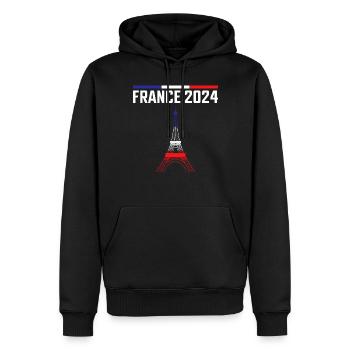 j'peux pas j'ai jeux tour eiffel France - Sweat à capuche Premium bio Homme - noir - Devant - Nico (187cm)