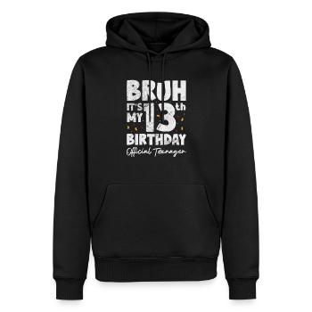 Adolescent - Sweat à capuche Premium bio Homme - noir - Devant - Nico (187cm)