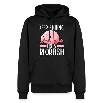 Poisson blob mignon poisson laid - Sweat à capuche Premium bio Homme - noir - Devant - Nico (187cm)