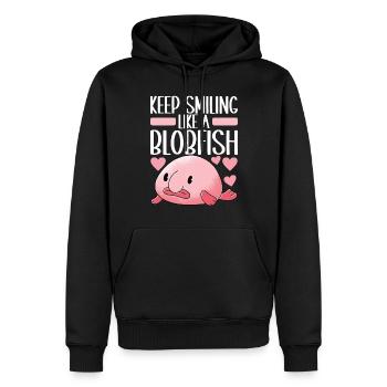 Poisson blob mignon poisson laid - Sweat à capuche Premium bio Homme - noir - Devant - Nico (187cm)