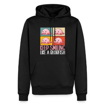 Cute Blob Fish Ugly Fish - Men’s Premium Organic Hoodie - black - Front - Nico (187cm)