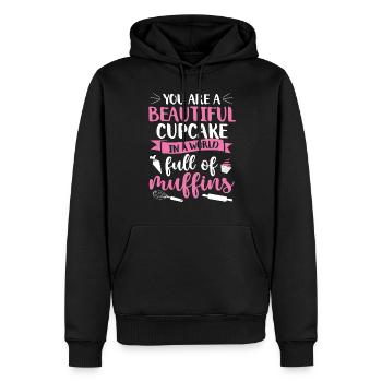 Baker Bakeries Produits de boulangerie Cadeau de cuisson - Sweat à capuche Premium bio Homme - noir - Devant - Nico (187cm)