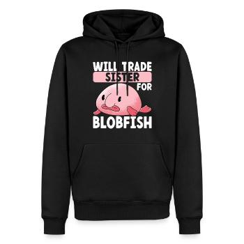 Cute Blob Fish Ugly Fish - Men’s Premium Organic Hoodie - black - Front - Nico (187cm)