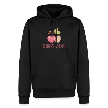 Cerise - Sweat à capuche Premium bio Homme - noir - Devant - Nico (187cm)