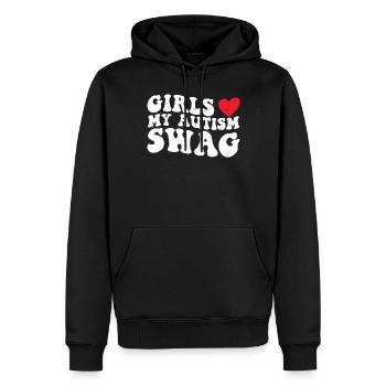 Autisme - Sweat à capuche Premium bio Homme - noir - Devant - Nico (187cm)