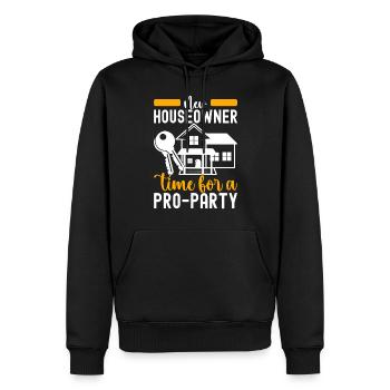 Pendaison de crémaillère des propriétaires - Sweat à capuche Premium bio Homme - noir - Devant - Nico (187cm)
