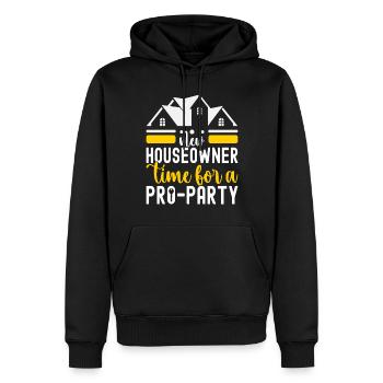 Pendaison de crémaillère des propriétaires - Sweat à capuche Premium bio Homme - noir - Devant - Nico (187cm)