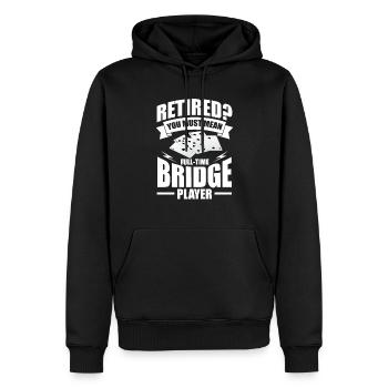 Bridge - Männer Premium Bio Hoodie - Schwarz - Vorne - Nico (187cm)