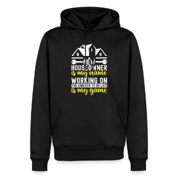 Pendaison de crémaillère des propriétaires - Sweat à capuche Premium bio Homme - noir - Devant - Nico (187cm)