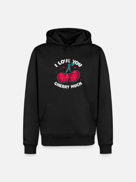 Kirsche - Männer Premium Bio Hoodie - Schwarz