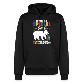 Papa autiste - Sweat à capuche Premium bio Homme - noir - Devant - Nico (187cm)