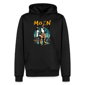 HELLO - Men’s Premium Organic Hoodie - black - Front - Nico (187cm)