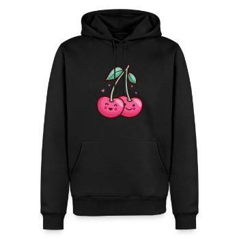 Kirsche Kirschbaum Kirschblüte Frucht Geschenk - Männer Premium Bio Hoodie - Schwarz - Vorne - Nico (187cm)