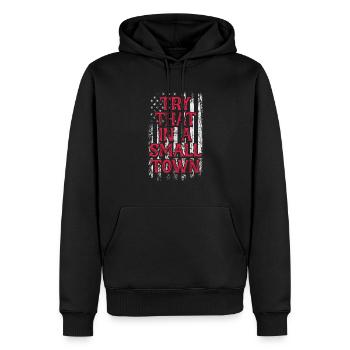 Pays - Sweat à capuche Premium bio Homme - noir - Devant - Nico (187cm)